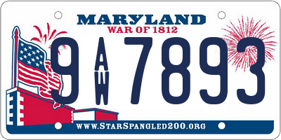 MD license plate 9AW7893