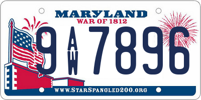 MD license plate 9AW7896