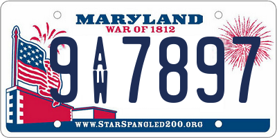 MD license plate 9AW7897
