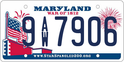MD license plate 9AW7906