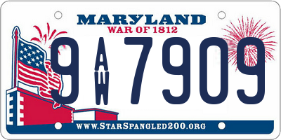 MD license plate 9AW7909