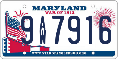 MD license plate 9AW7916