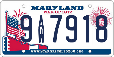 MD license plate 9AW7918