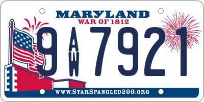 MD license plate 9AW7921