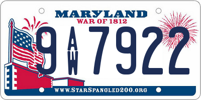 MD license plate 9AW7922