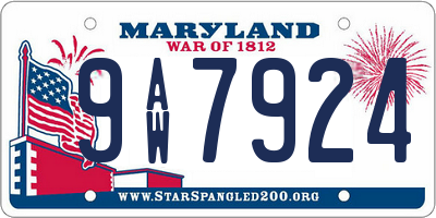 MD license plate 9AW7924