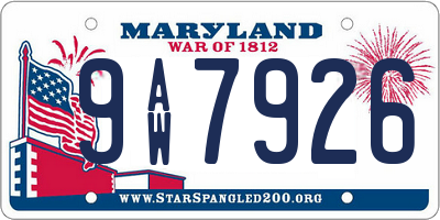 MD license plate 9AW7926