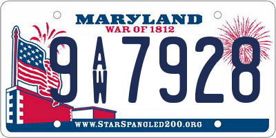 MD license plate 9AW7928