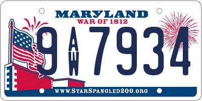 MD license plate 9AW7934