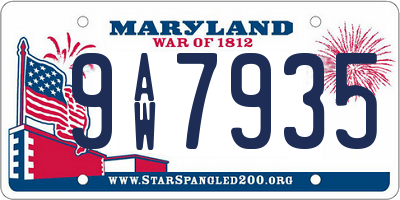 MD license plate 9AW7935
