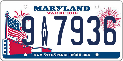 MD license plate 9AW7936