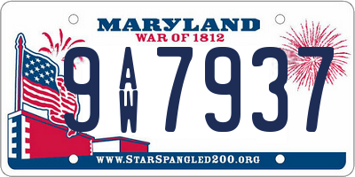 MD license plate 9AW7937