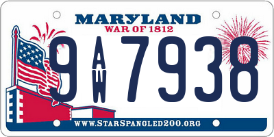 MD license plate 9AW7938
