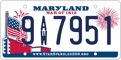 MD license plate 9AW7951