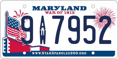 MD license plate 9AW7952