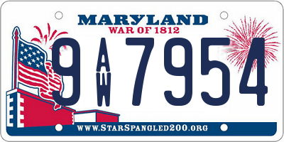 MD license plate 9AW7954
