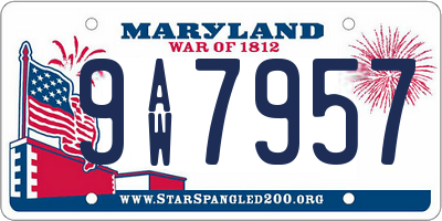 MD license plate 9AW7957