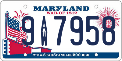 MD license plate 9AW7958