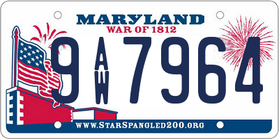 MD license plate 9AW7964