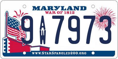 MD license plate 9AW7973