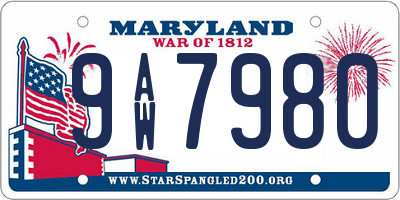 MD license plate 9AW7980