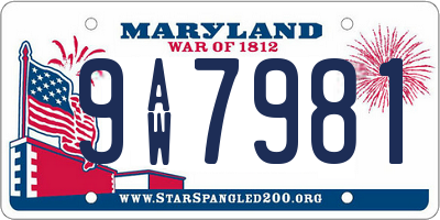 MD license plate 9AW7981