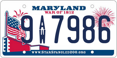 MD license plate 9AW7986