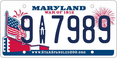 MD license plate 9AW7989