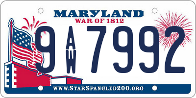 MD license plate 9AW7992