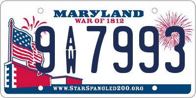 MD license plate 9AW7993