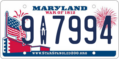 MD license plate 9AW7994