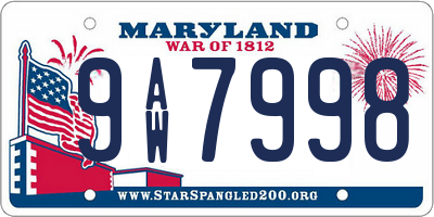MD license plate 9AW7998