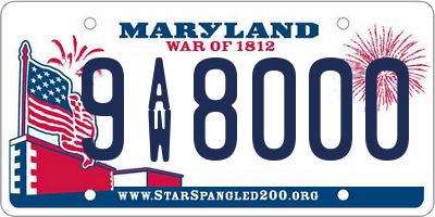 MD license plate 9AW8000