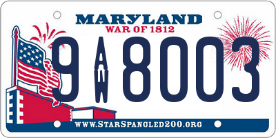 MD license plate 9AW8003
