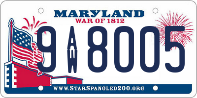 MD license plate 9AW8005