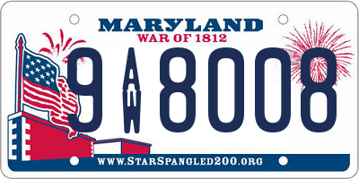 MD license plate 9AW8008