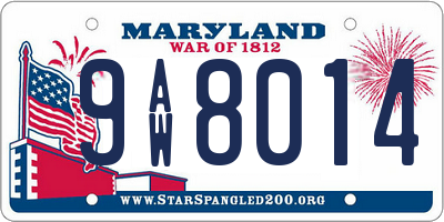 MD license plate 9AW8014