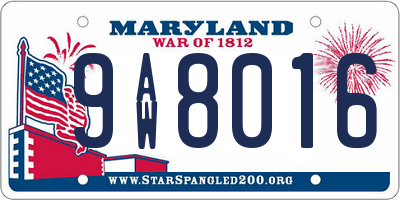 MD license plate 9AW8016