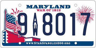 MD license plate 9AW8017
