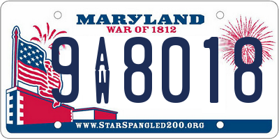 MD license plate 9AW8018