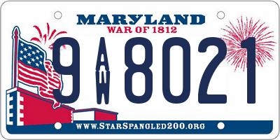 MD license plate 9AW8021