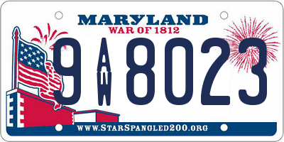 MD license plate 9AW8023