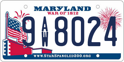 MD license plate 9AW8024