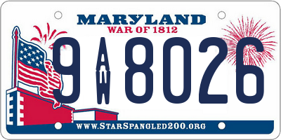 MD license plate 9AW8026