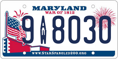 MD license plate 9AW8030