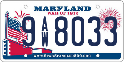 MD license plate 9AW8033