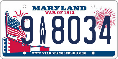 MD license plate 9AW8034