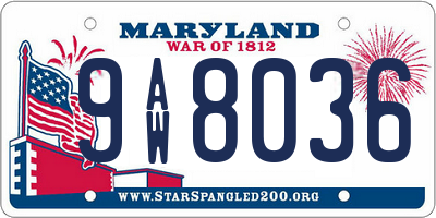 MD license plate 9AW8036