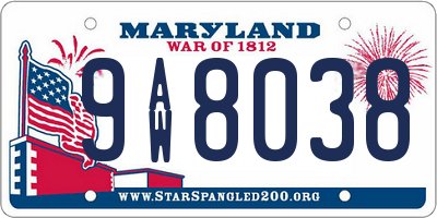MD license plate 9AW8038
