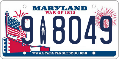 MD license plate 9AW8049